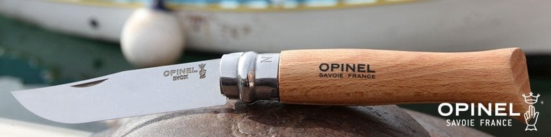 Opinel pocket knife No. 8 Luxury Range with leather sheath, carbon